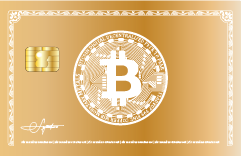 BTC Gold metal card front with Bitcoin symbol