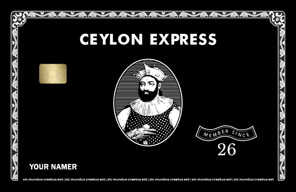 Ceylon Express black credit card sticker design by Zarcon
