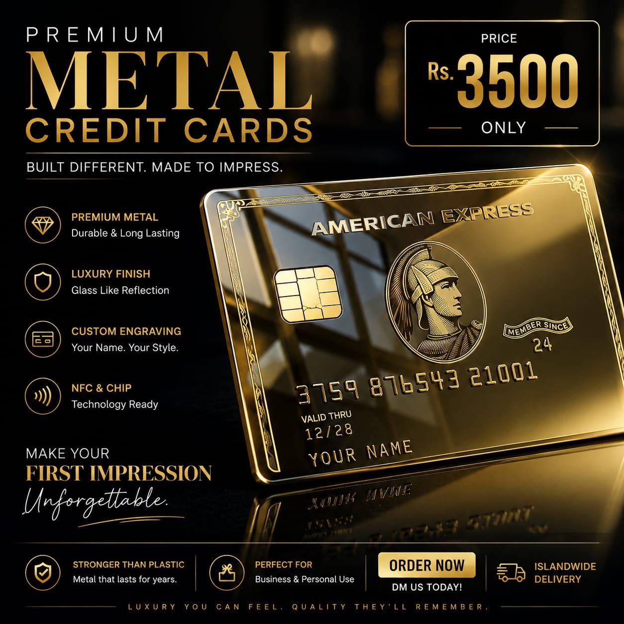 Gold premium metal card design by Zarcon Sri Lanka